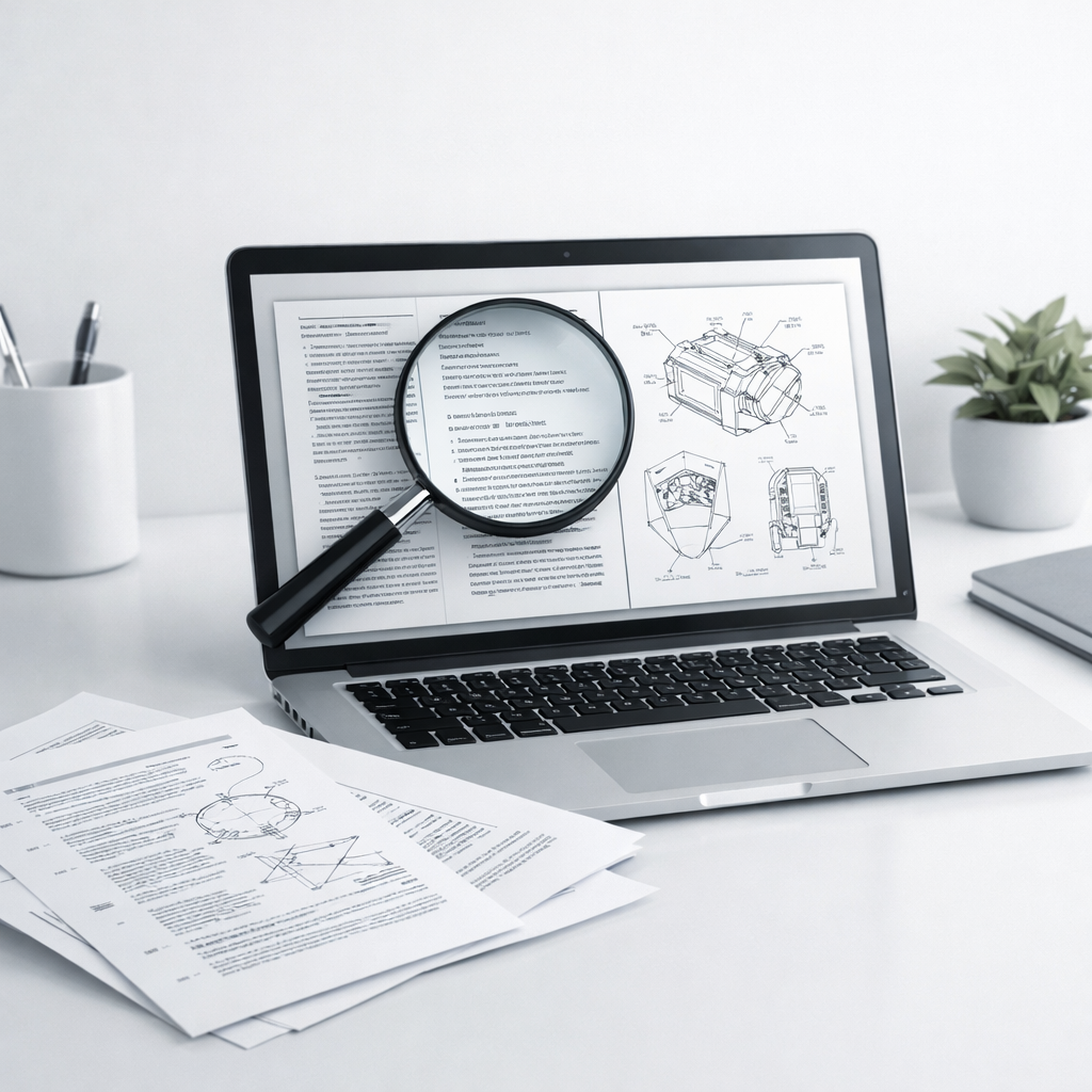 Professional conducting a Freedom to Operate (FTO) search to assess patent infringement risks for a new product