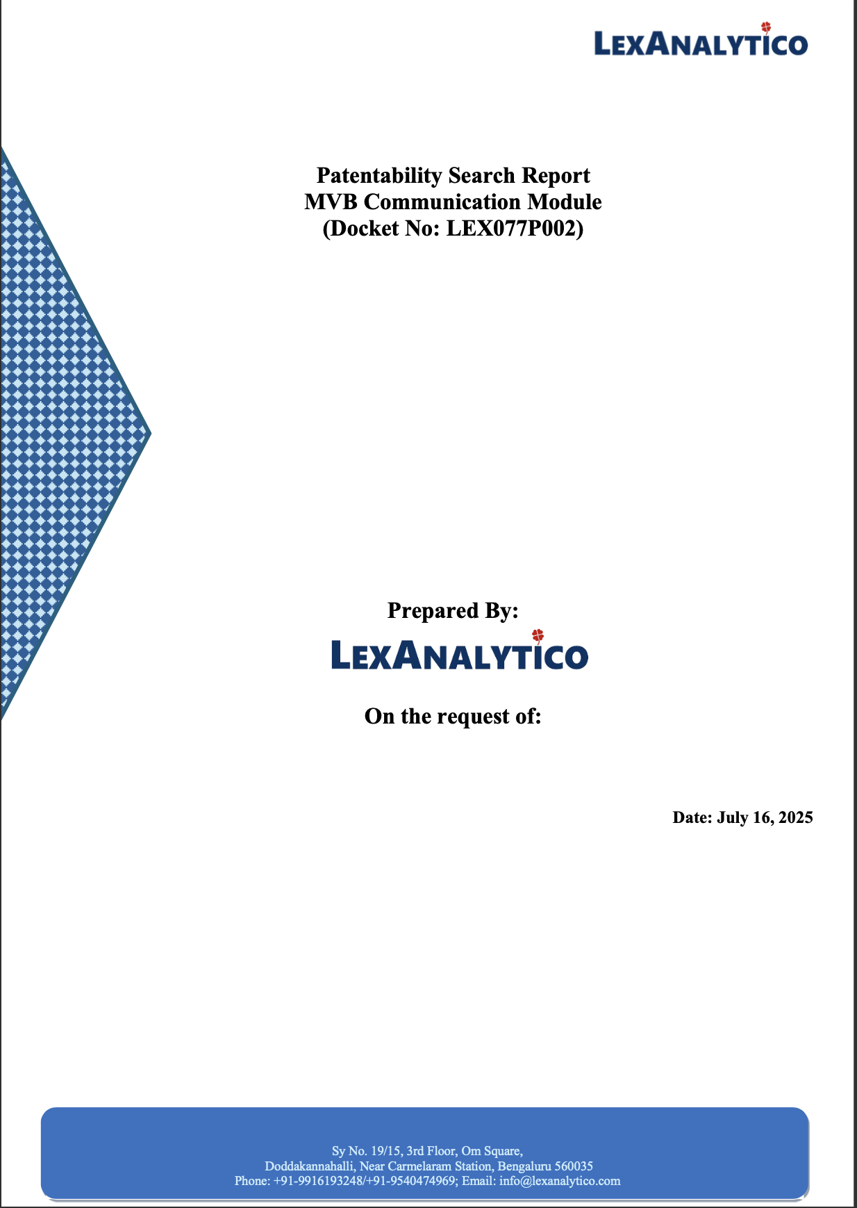 Patentability Search Report